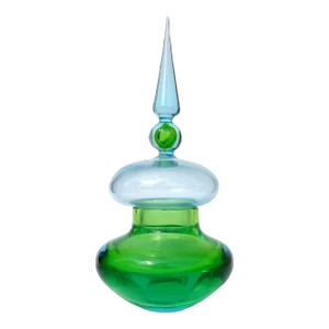 Cenedese Da Ros Murano Vintage Green Light Blue Sommerso Italian Art Glass Spike Top Jar Container