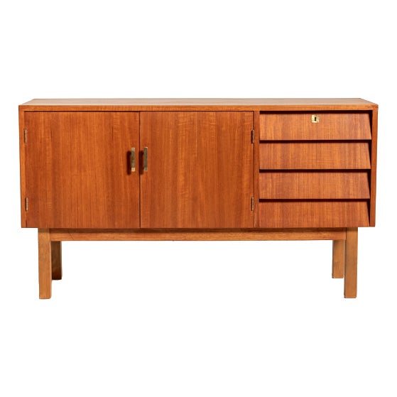 20th Centuty Scandinavian Teak Sideboard with Tiled Drawers, 1950s For Sale