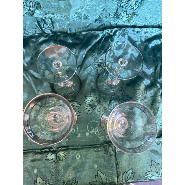 1930s 1930s Art Deco Beautiful Crystal Stand Wine Glasses - 4pcs For Sale - Image 5 of 6