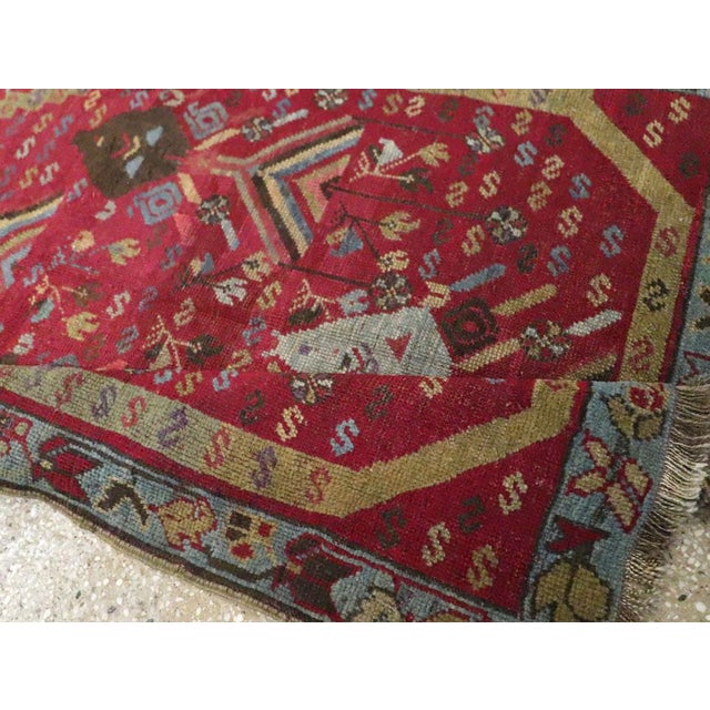 Raspberry Red Galerie Shabab Collection Early 20th Century Turkish Ghourdes Throw Rug For Sale - Image 8 of 9