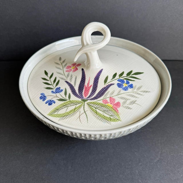 Red Wing Pottery Country Garden Decorative Bowl Casserole Serving Dish With Lid MCM Such a charming piece, use it as...