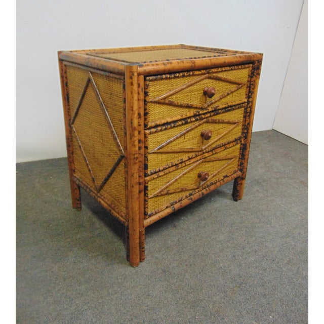 MidCentury Modern Style Burnt Bamboo Nightstand Chairish