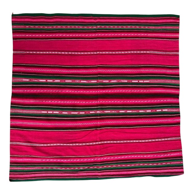 Vintage South American Andean Peruvian Manta Cloth Kilim Weaving, 1950s For Sale