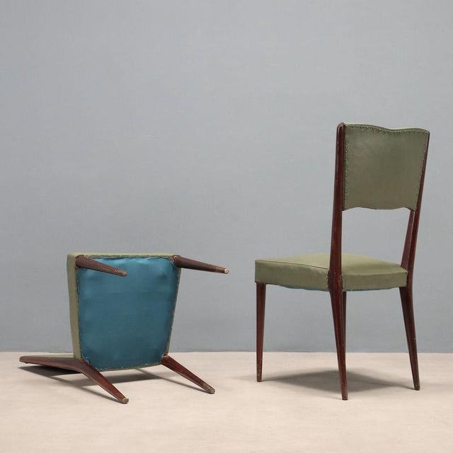 Wood Vintage Painted Beech and Leatherette Chairs, Italy, 1960s, Set of 8 For Sale - Image 7 of 8
