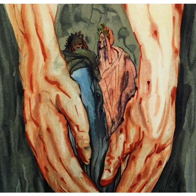 Figurative 1960s Salvador Dali the Divine Comedy Hell Canto 16 Authentic Woodblock Etching Framed For Sale - Image 3 of 5