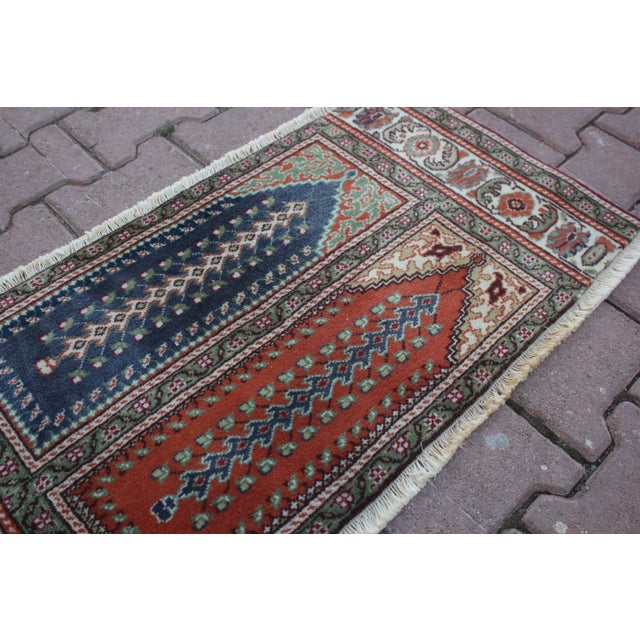 Blue 1950s Traditional Turkish Hand Knotted Vintage Kayseri Rug For Sale - Image 8 of 12