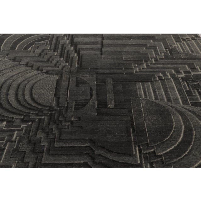 2010s Rug & Kilim's Modern Optical Illusion Rug in Deep Charcoal For Sale - Image 5 of 8
