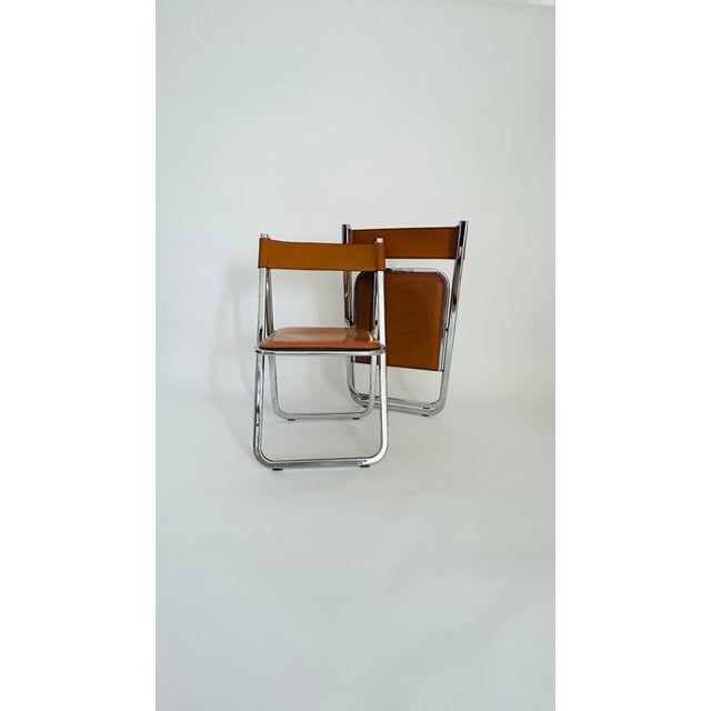 Brown Tamara Folding Chairs in Tan Leather from Arrben, Italy, 1970, Set of 2 For Sale - Image 8 of 16