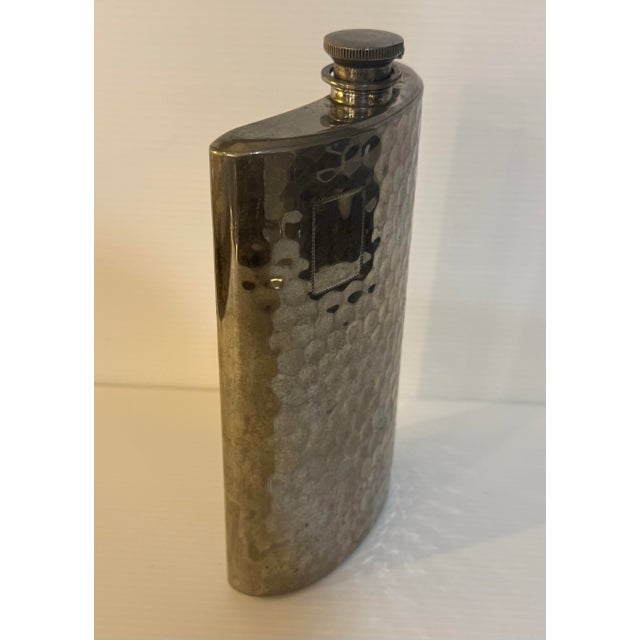 Mid-Century Modern Vintage Japanese Hammered Stainless Steel 16 Oz Mid-Century Modern Bar Flask For Sale - Image 3 of 12