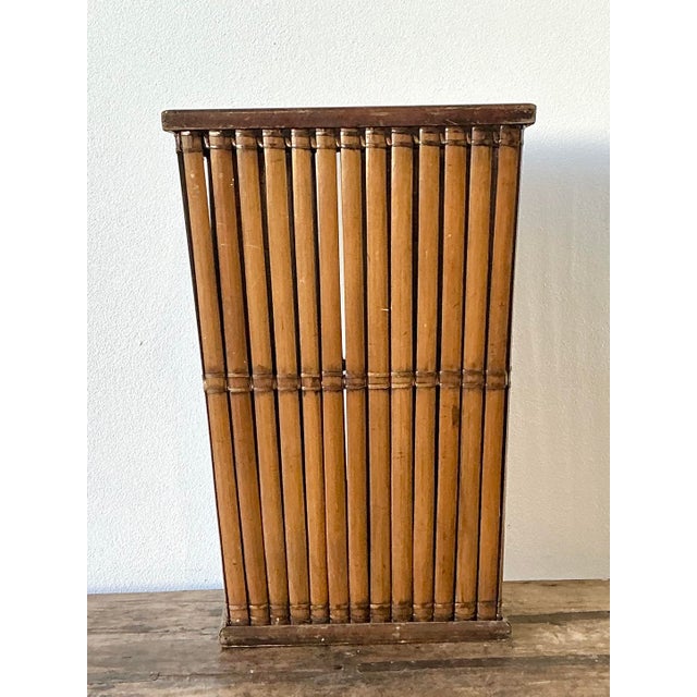 English Vintage Split Rattan Umbrella Stand For Sale - Image 3 of 12