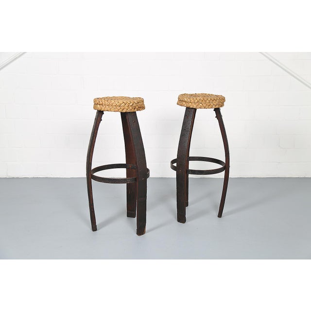 Vintage French Bar Stools by Frida Minet and Adrien Audoux, 1950s, Set of 2 For Sale - Image 14 of 14