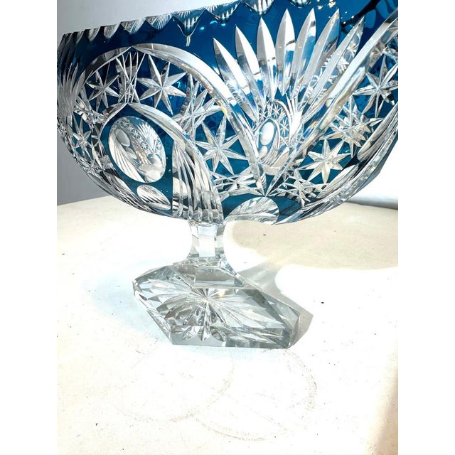 Blue Overlay Crystal Bowl from Val Saint-Lambert For Sale - Image 4 of 5
