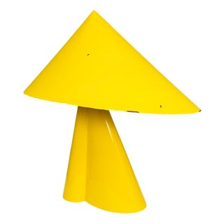 Large Yellow Aluminum and Iron Table Lamp, France, 1950s For Sale
