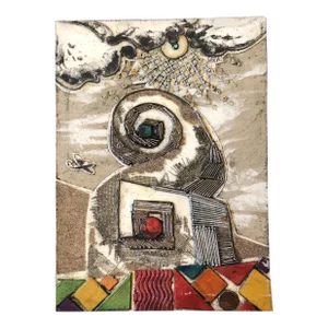Original Vintage Mid Century Modern Abstract Painting/Collage Assemblage