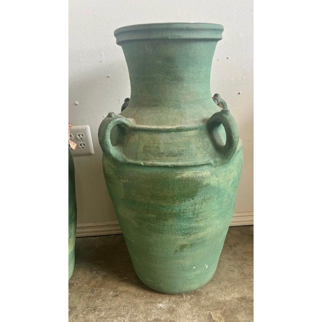 Distressed Italian Ceramic Urns, Glazed Finish, 1930s Roman Style For Sale - Image 4 of 17