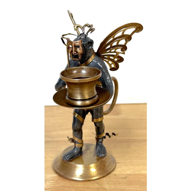 Pair Belle Époque Style Winged Monkey Masquerade Tragedy & Comedy Chambersticks For Sale - Image 14 of 17