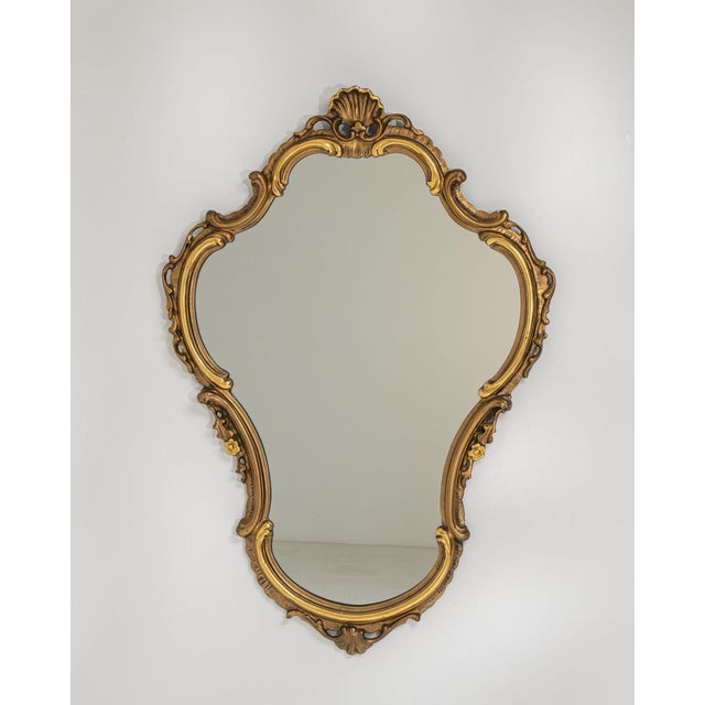 19th Century 19th Century France Baroque Gold Wood Mirror For Sale - Image 5 of 9