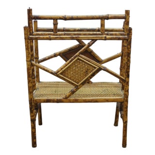 Antique Victorian Bamboo Divided Magazine Storage Rack 23" For Sale