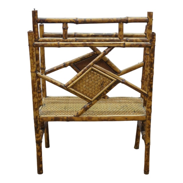 Antique Victorian Bamboo Divided Magazine Storage Rack 23" For Sale