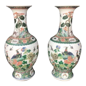 Pair of Late 19th Century Chinese Famille Verte Vases