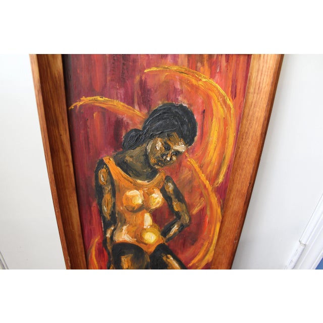 Mid-Century Modern Abstract C. Dengler Vintage Oil Painting of Woman For Sale - Image 4 of 8
