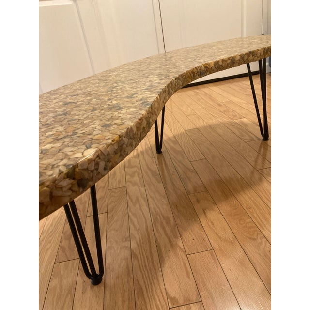 Large mid-century, modern kidney shaped cocktail, coffee or a bench table. The table is in excellent condition with only a...