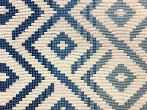 Brunschwig & Fils Paloma Woven Marine Water Resistant Indoor Outdoor Geometric Aqua Blue Ivory Upholstery Fabric