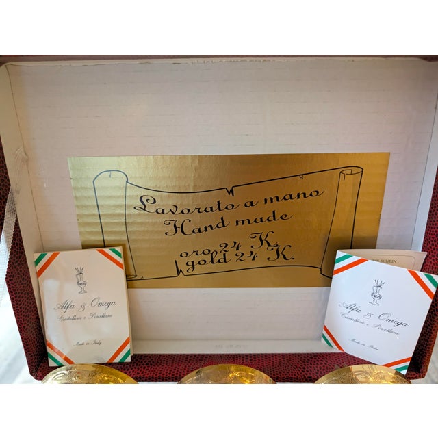 1960s Vintage Alfa & Omega Cristal T. Murano Italian Whiskey Glasses in Original Box For Sale - Image 5 of 12