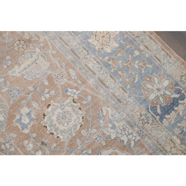 Antique Zabihi Collection Brown Soft Blue Persian Tabriz Rug For Sale - Image 12 of 12