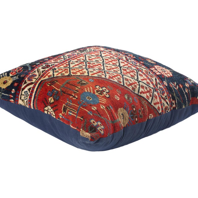 78932 Antique Caucasian Kuba Rug Pillow, 01'09 x 01'09 x 0'09. This exquisite hand-knotted wool antique Caucasian Kuba rug...