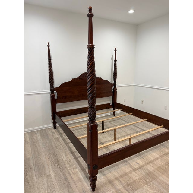 1990s Ethan Allen British Classic Collection King Size Poster Bed For Sale - Image 9 of 12