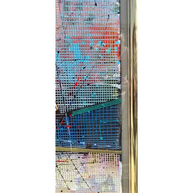 Plastic Paul Maxwell, Large Modern Abstract Cast Stencil Painting Paul Maxwell Mod Constructivist Neon, 1988 For Sale - Image 7 of 11