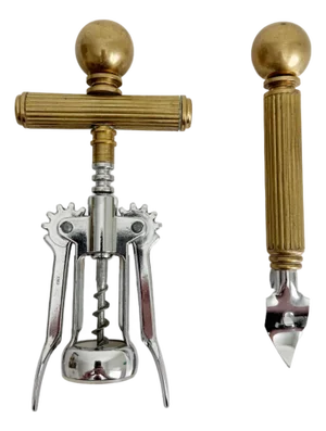 1970s Italian Brass Corkscrew & Bottle Opener Set