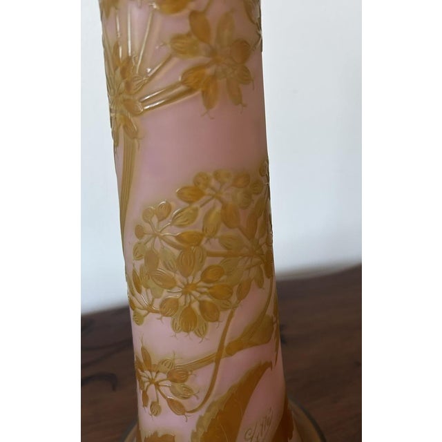 Orange Vintage Art Nouveau Glass Vase from Emile Gallé, 1890s For Sale - Image 8 of 18