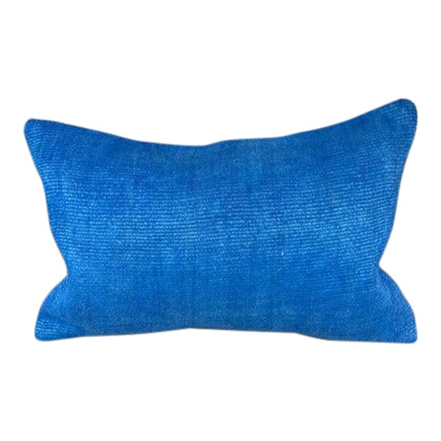 16 x 24 Hemp Pillow Turkish Cushion Natural Blue Pillow Cushion Cover For Sale