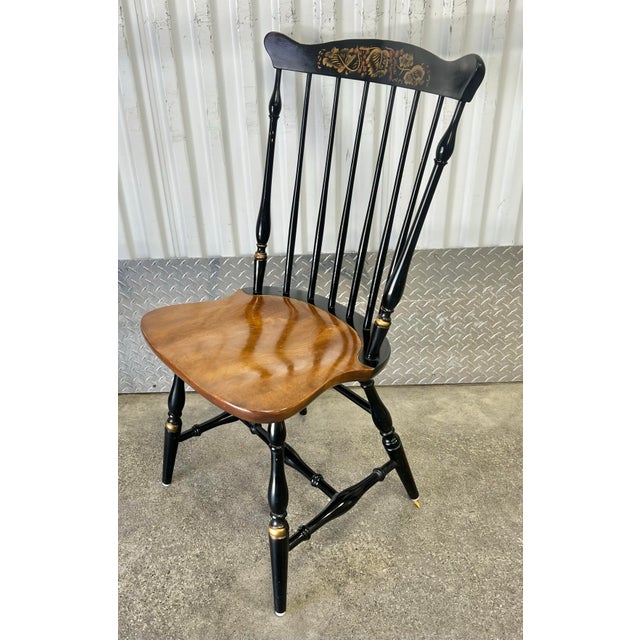 Black Hitchcock Decorated Fanback Windsor Dining Chairs - Set of 4 For Sale - Image 8 of 12