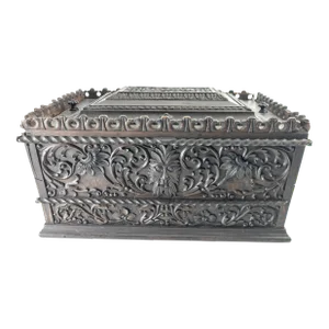 19th Century Anglo-Indian Export Carved Rosewood and Ebony Chest or Box
