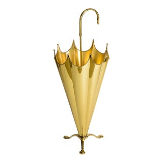 Hollywood Regency Polished Brass Umbrella-Shaped Stand For Sale