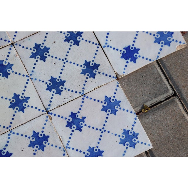Ceramic Antique 19th Century Portuguese Blue Cross Lattice Tiles, Set of 19 For Sale - Image 7 of 12