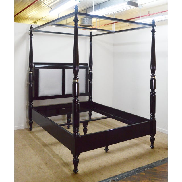 Canopy Bed by Ralph Lauren. Store item #550. It features upholstered headboard, nailhead trim and comes with slats.