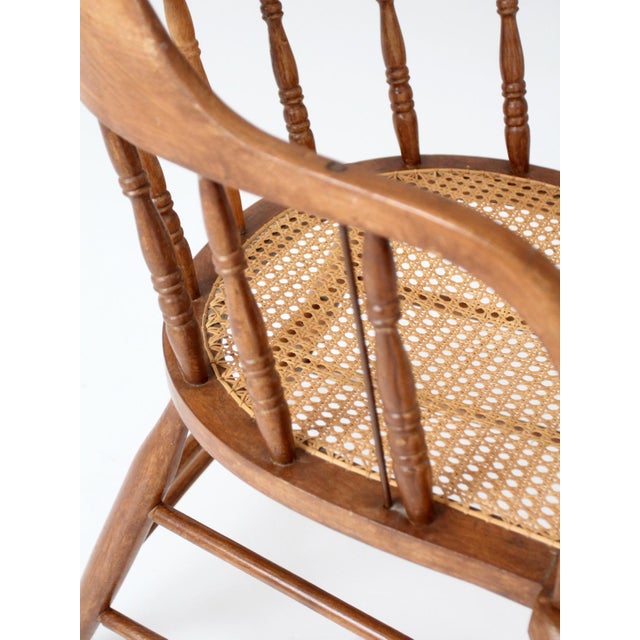 Antique Cane Seat Captain's Chair For Sale - Image 9 of 15