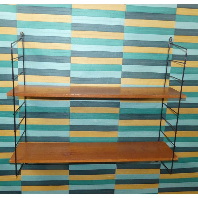 Wood Vintage String Shelf in Walnut, 1960s For Sale - Image 7 of 13