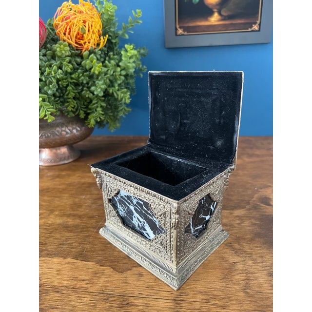 Early 1900s Ornate Baroque Bronze & Marble Casket For Sale - Image 13 of 18