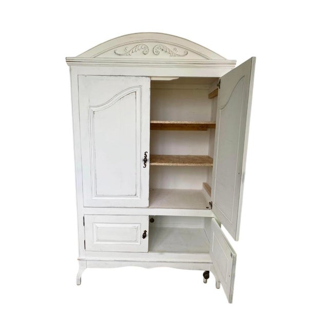 Stunning, sturdy oversized piece with white "distressed" finish. A quality piece of custom-built, solid wood furniture....
