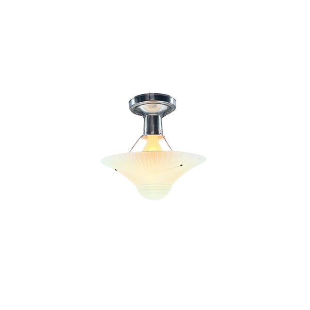 1930s Vintage Three Chain Bowl Light 1920s 1930s Robin's Egg Blue Bedroom or Hallway Ceiling Light Restored With Paint and Wiring For Sale - Image 5 of 7