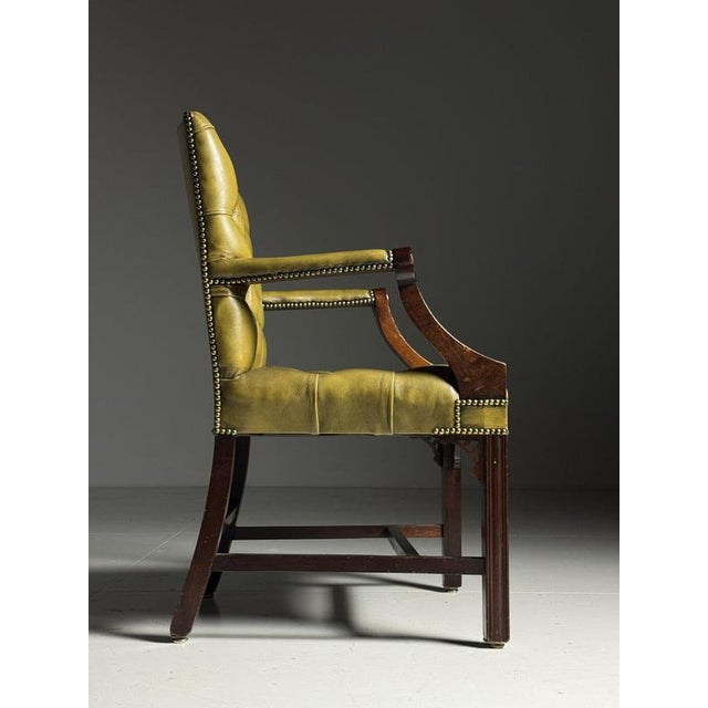 Green Office Chair in Green Upholstered Leather For Sale - Image 8 of 18