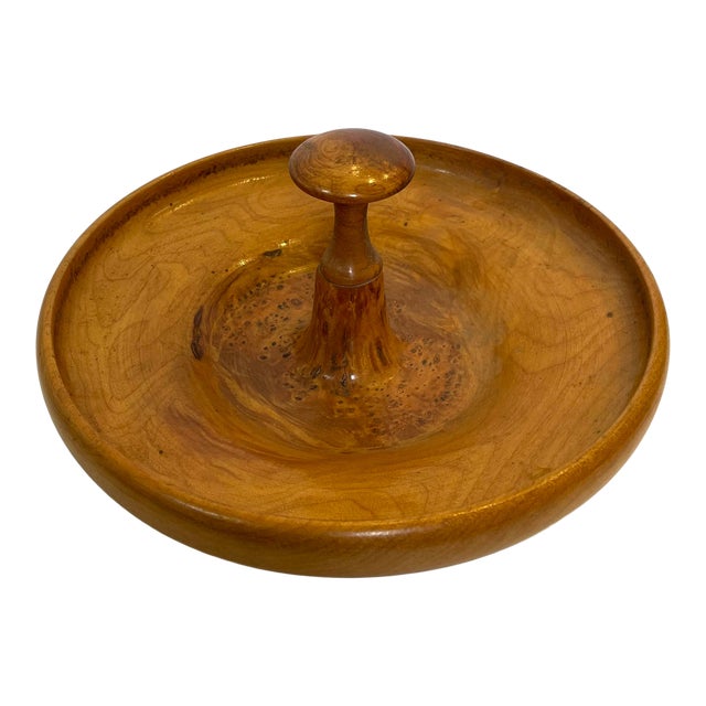 Hand-Turned Wood Serving Dish For Sale