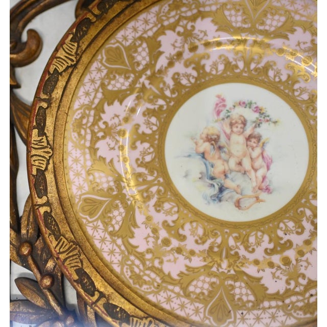 Porcelain Cherub Plates with Gilt Frames, Set of 2 For Sale - Image 10 of 13
