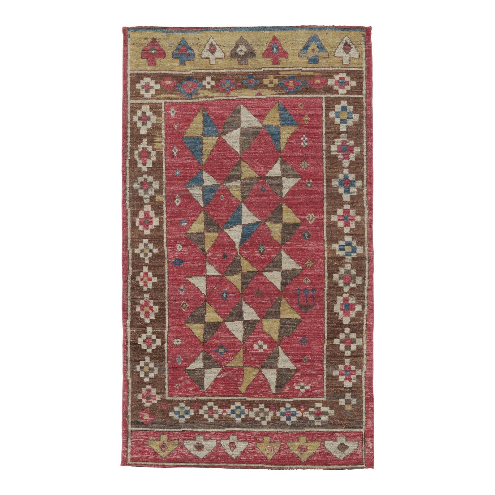 Rug & Kilim's Tribal Inspired Runner Rug, Red With Playful Tribal ...