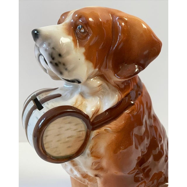Mid 20th Century Large Vintage Ceramic and Glazed St. Bernard Dog Bank For Sale - Image 5 of 11